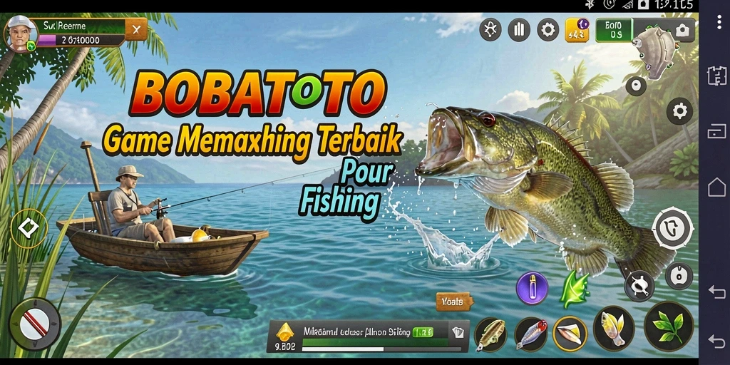 Tampilan gameplay BOBATOTO dengan momen memancing yang seru.