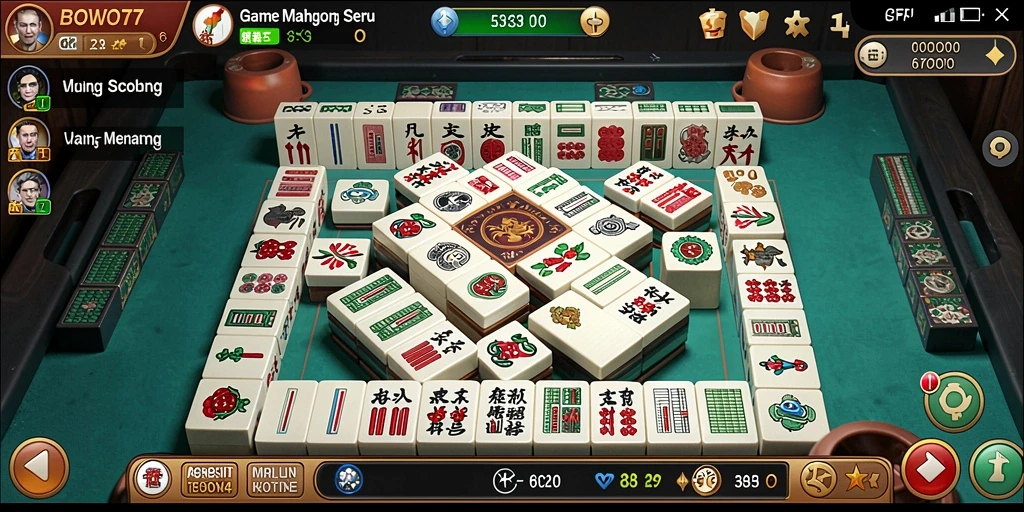 Screenshot gameplay BOWO77 menampilkan aksi seru Mahjong.