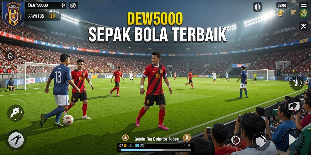 Tampilan gameplay <strong>DEWI5000</strong> yang mendebarkan dengan aksi sepak bola nyata.