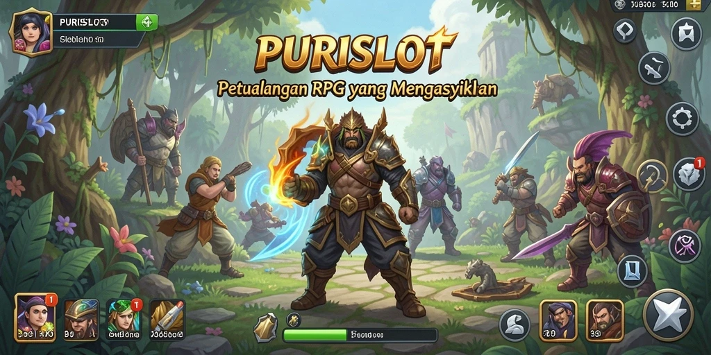 Tangkapan layar gameplay PURISLOT menampilkan aksi seru dalam petualangan RPG.