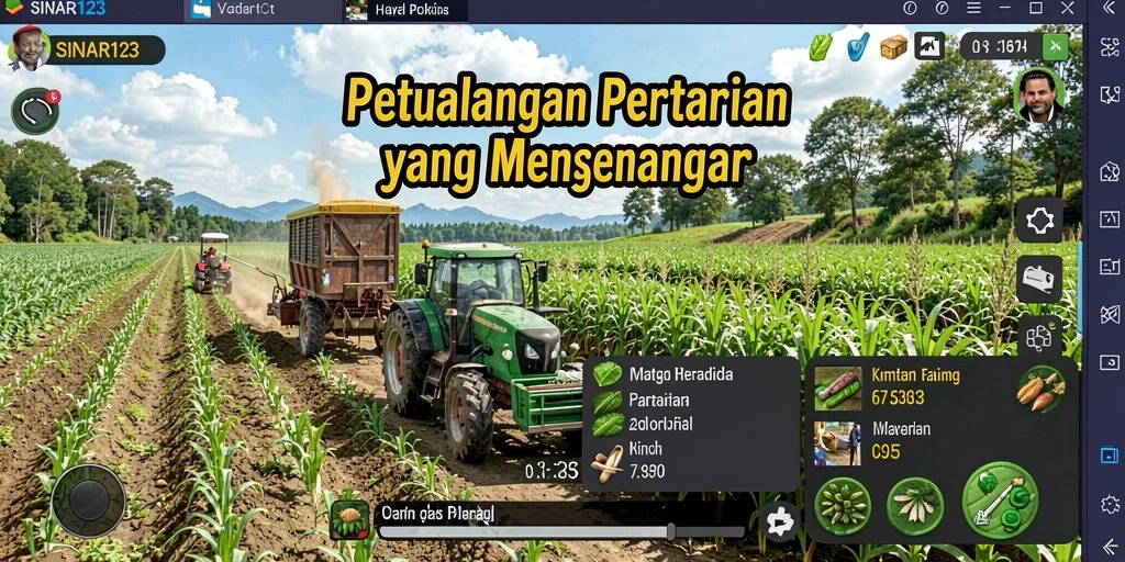 Tampilan gameplay SINAR123 menunjukkan ladang yang indah dan produktif.