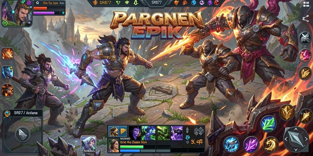 Tampilan gameplay SR877 yang mendebarkan dalam pertarungan MOBA.