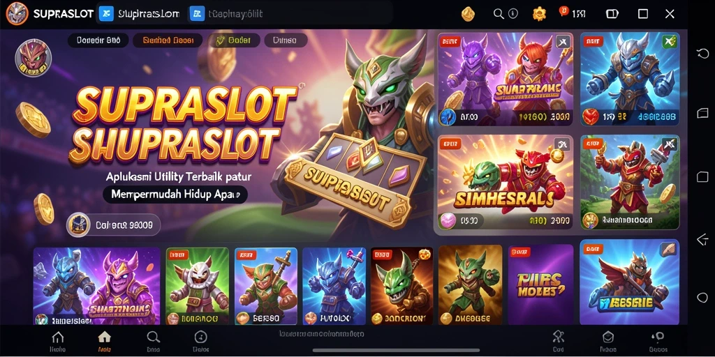 Tampilan aplikasi SUPRASLOT yang menampilkan fitur Utility.