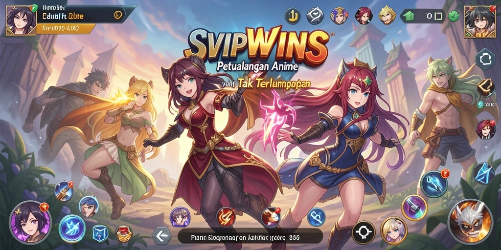 Screenshot menunjukkan aksi seru dalam permainan Anime SVIPWINS.